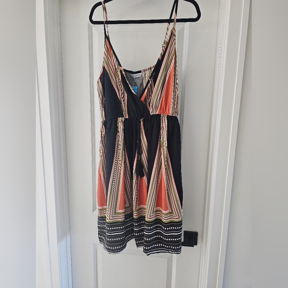 Stylish Black and Orange Mini Dress